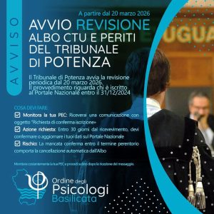 Locandina Revisione Albo CTU e Periti - Potenza